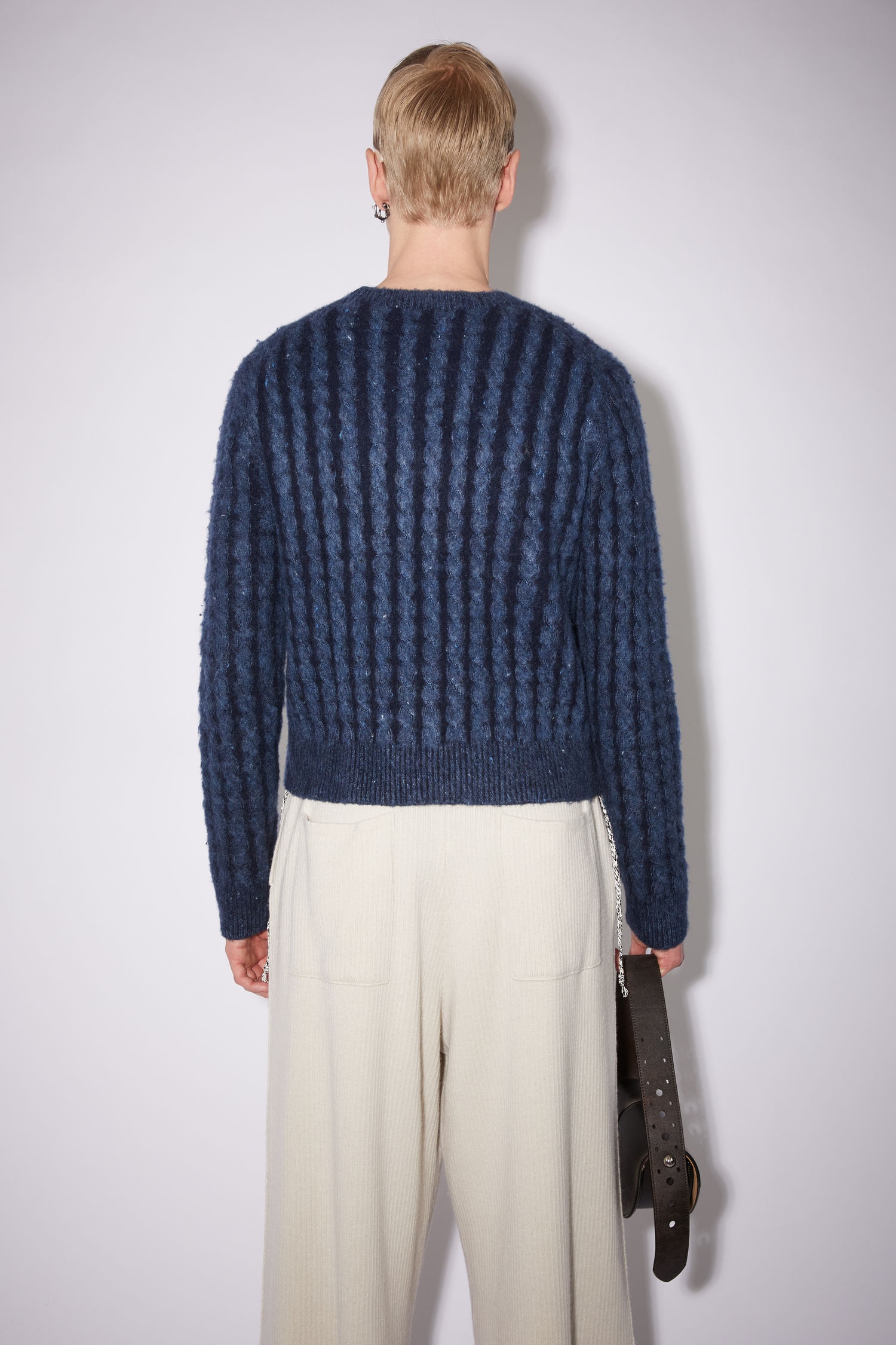 Cable knit sweater - Mid blue - 3