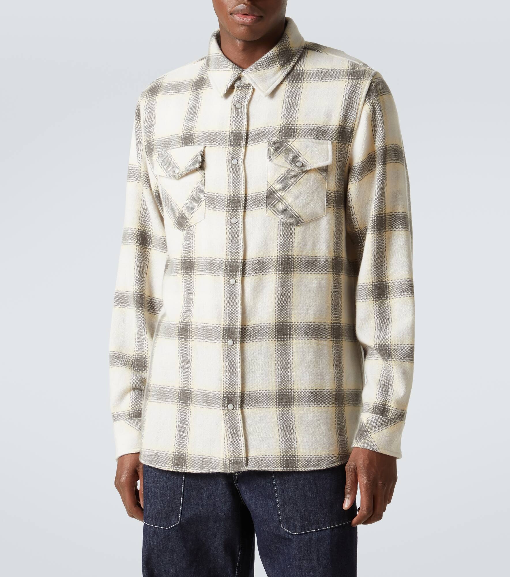 Moon plaid cashmere shirt - 3