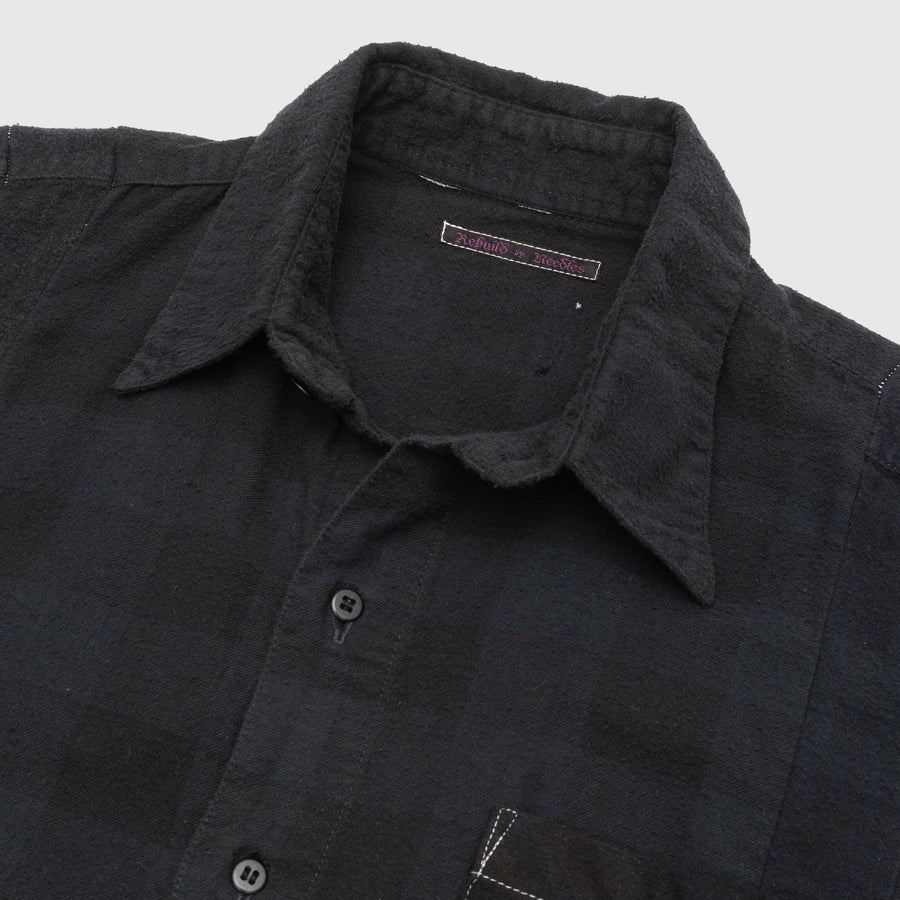 REBUILD BY NEEDLES 7 CUTS OVER DYE WIDE FLANNEL SHIRT - 2