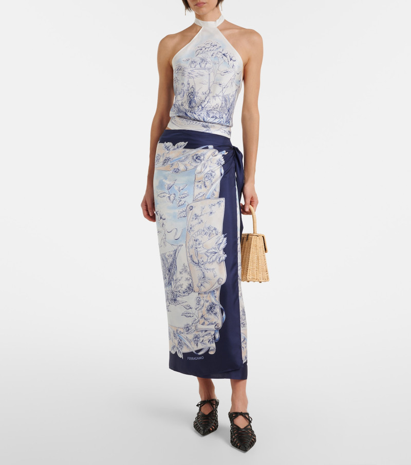 FERRAGAMO Printed silk wrap skirt outlook