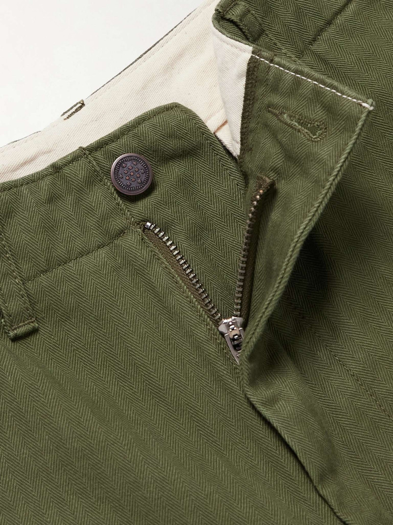 Wide-Leg Herringbone Cotton Trousers 3