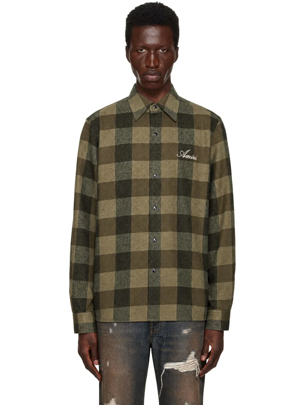 Green Oversized Heavy Flannel Shirt - 1