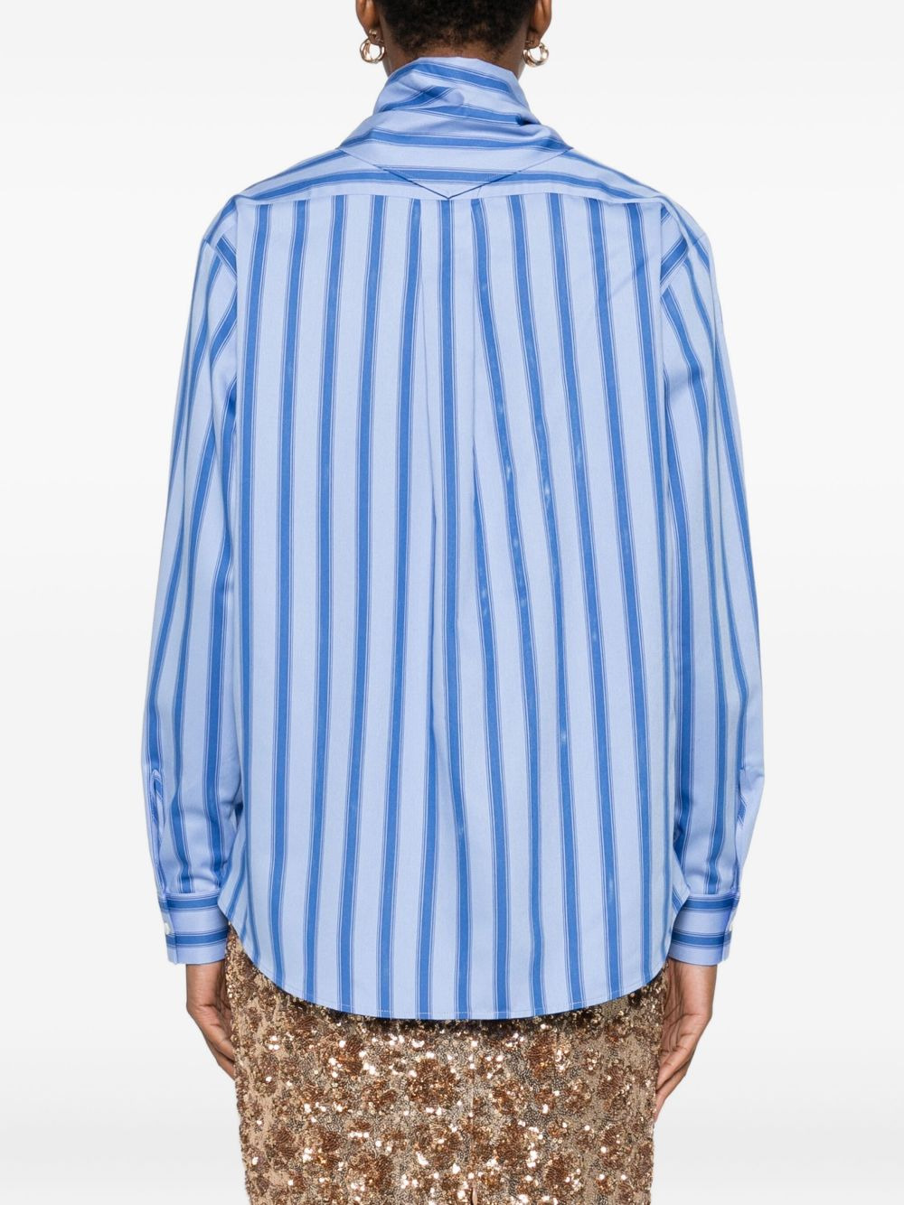 embroidered-logo stripe-pattern shirt - 4
