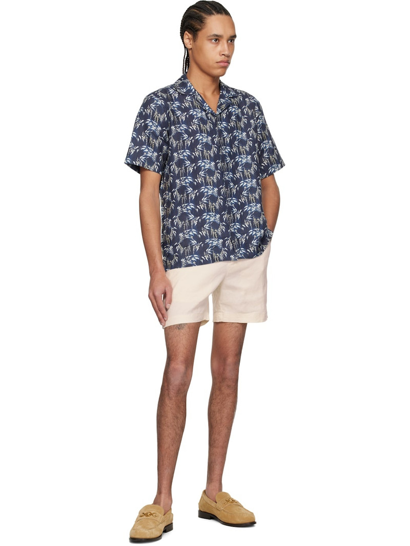 ORLEBAR BROWN Navy Maitan Linen Shirt outlook