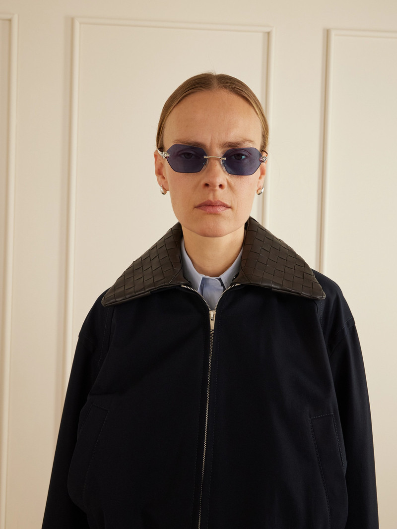 Cartier Panthère De Cartier Rimless Hexagon-frame Silver-tone Sunglasses outlook