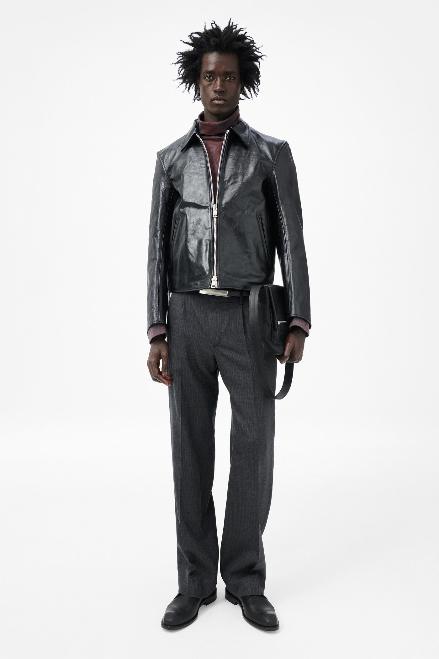 Mini Jacket Top Dyed Black Leather - 2