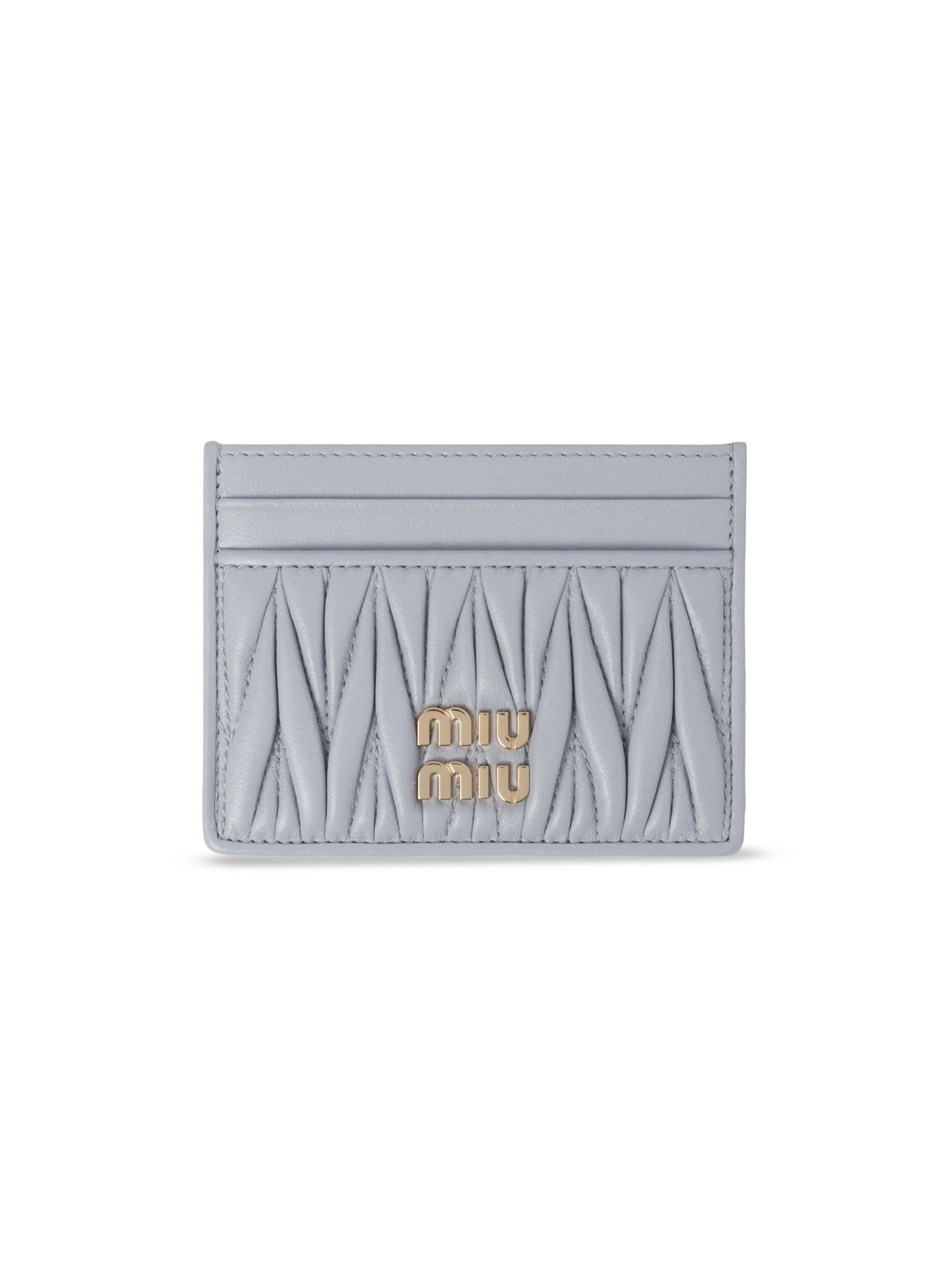 Women's Matelassé Nappa Leather Card Holder - Grey - 1