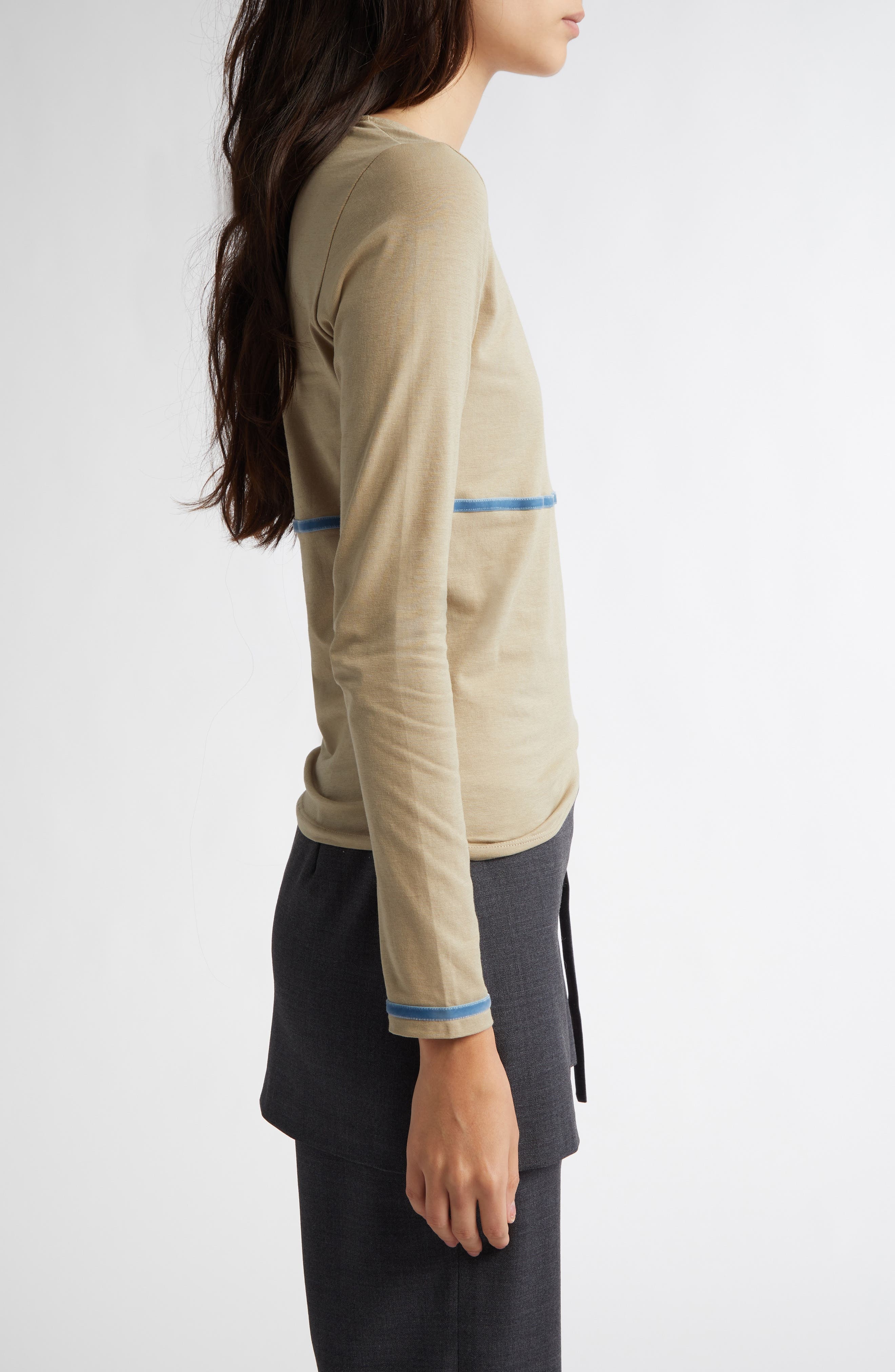 Paloma Wool Velvet Stripe Long Sleeve T-Shirt in Beige at Nordstrom - 3