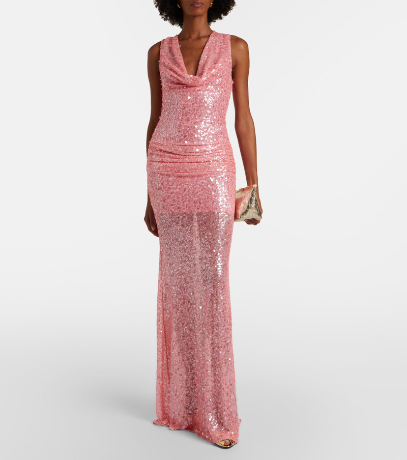 David Koma Sequined draped gown outlook