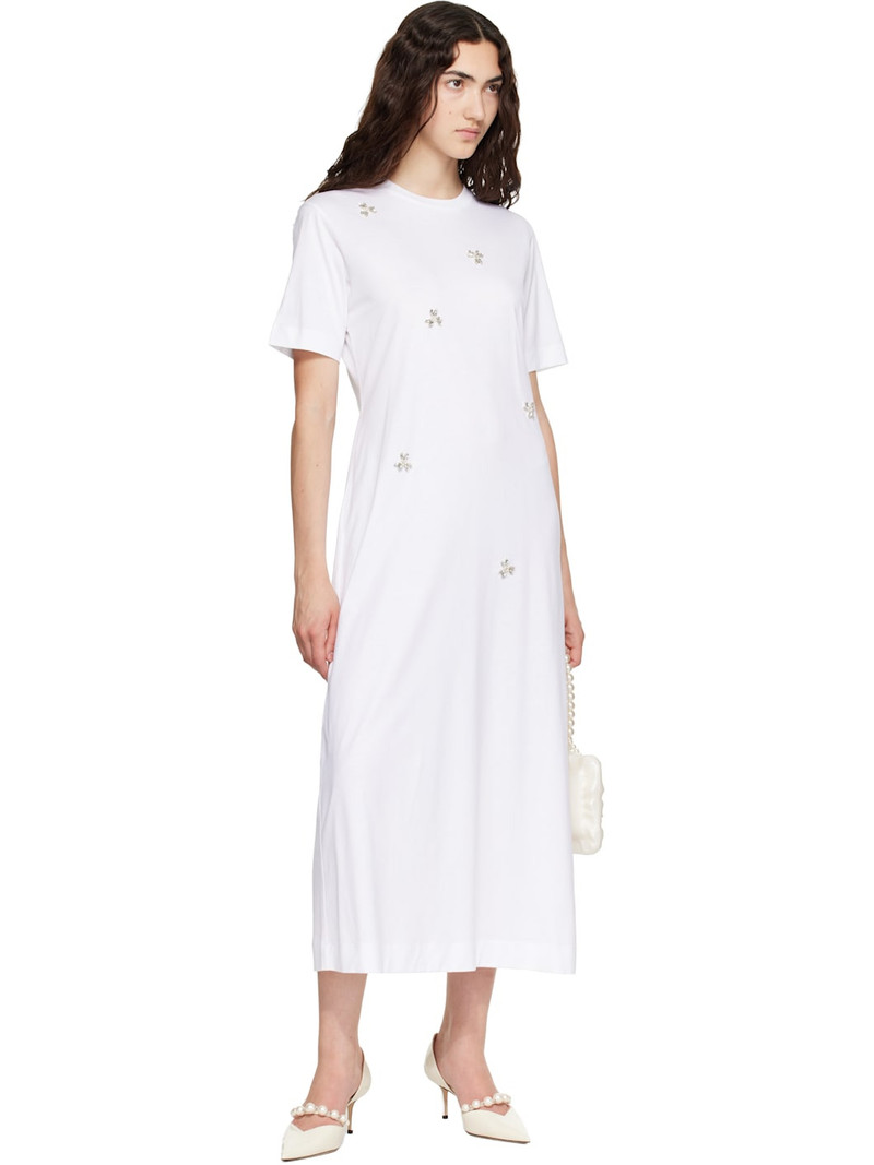 Simone Rocha White Easy Embellished T-shirt Midi Dress outlook