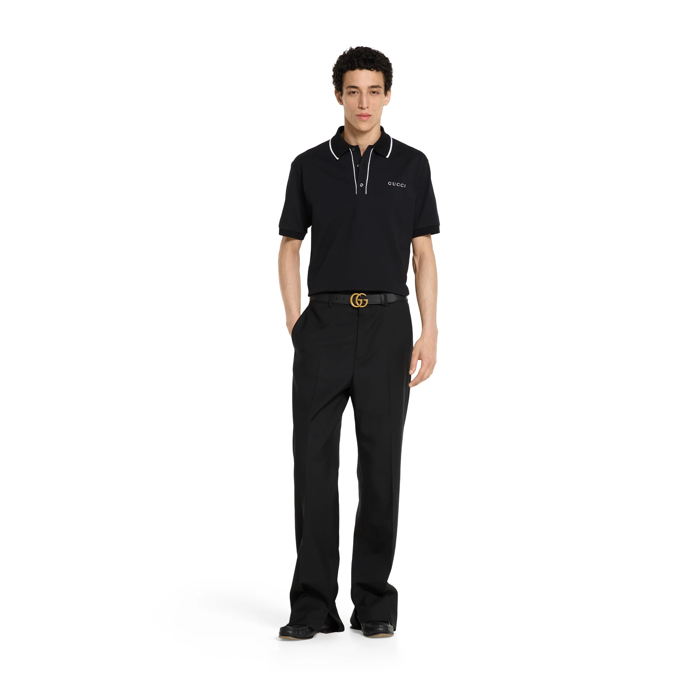 Cotton piquet polo shirt with embroidery - 2