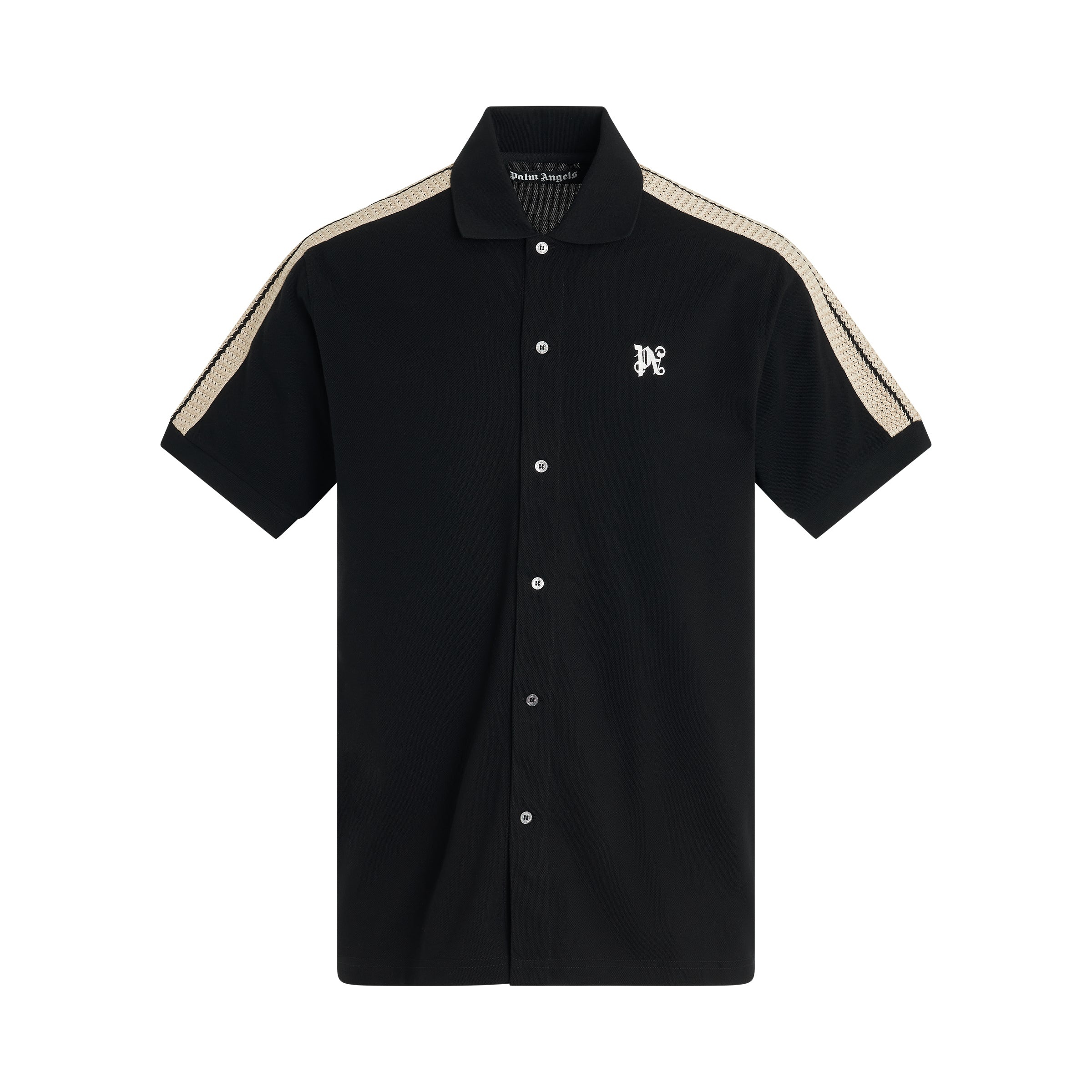 Monogram Track Polo in Black/Off White - 1