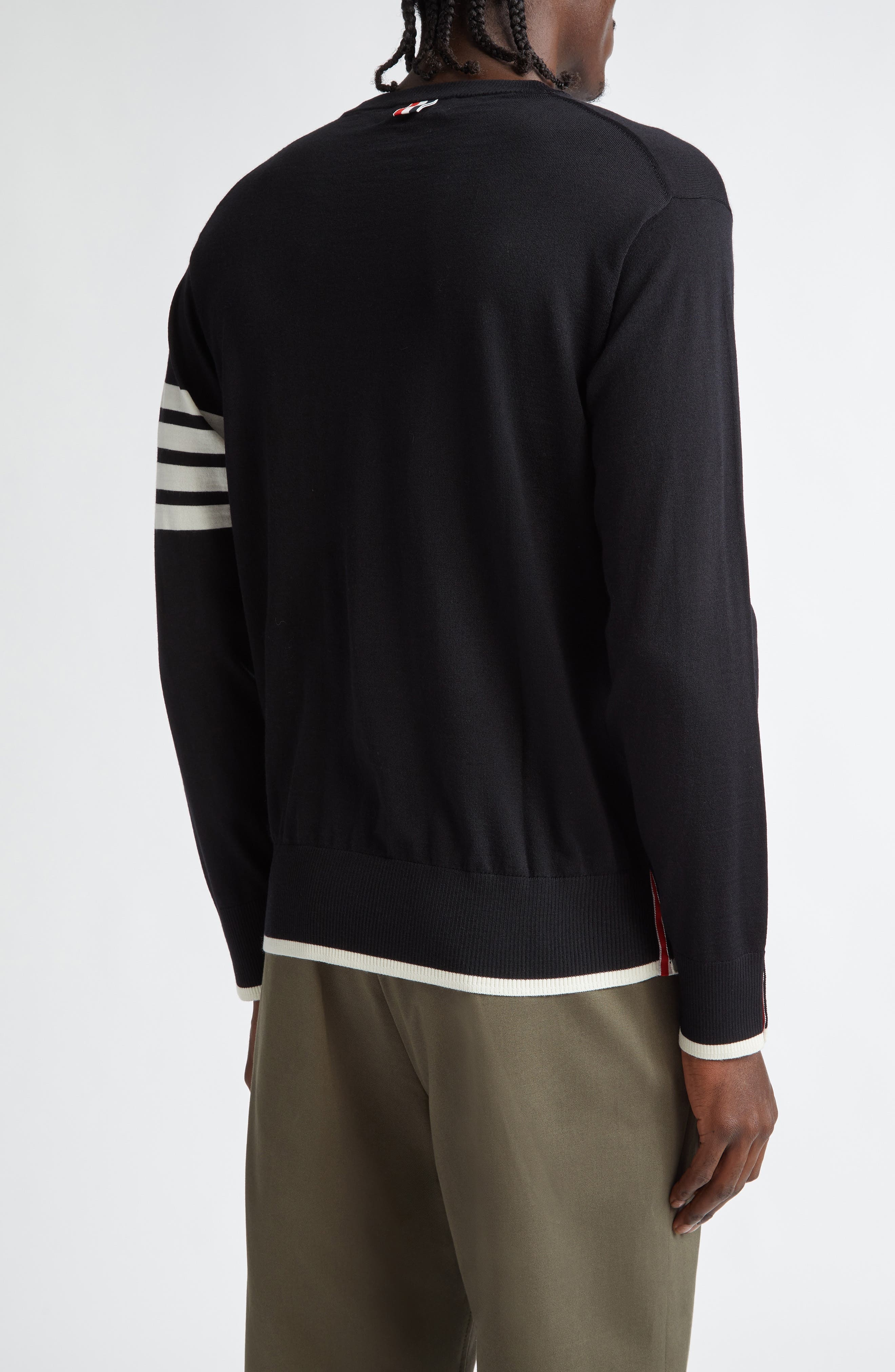 Thom Browne Virgin Wool Crewneck Sweater in Black at Nordstrom - 2
