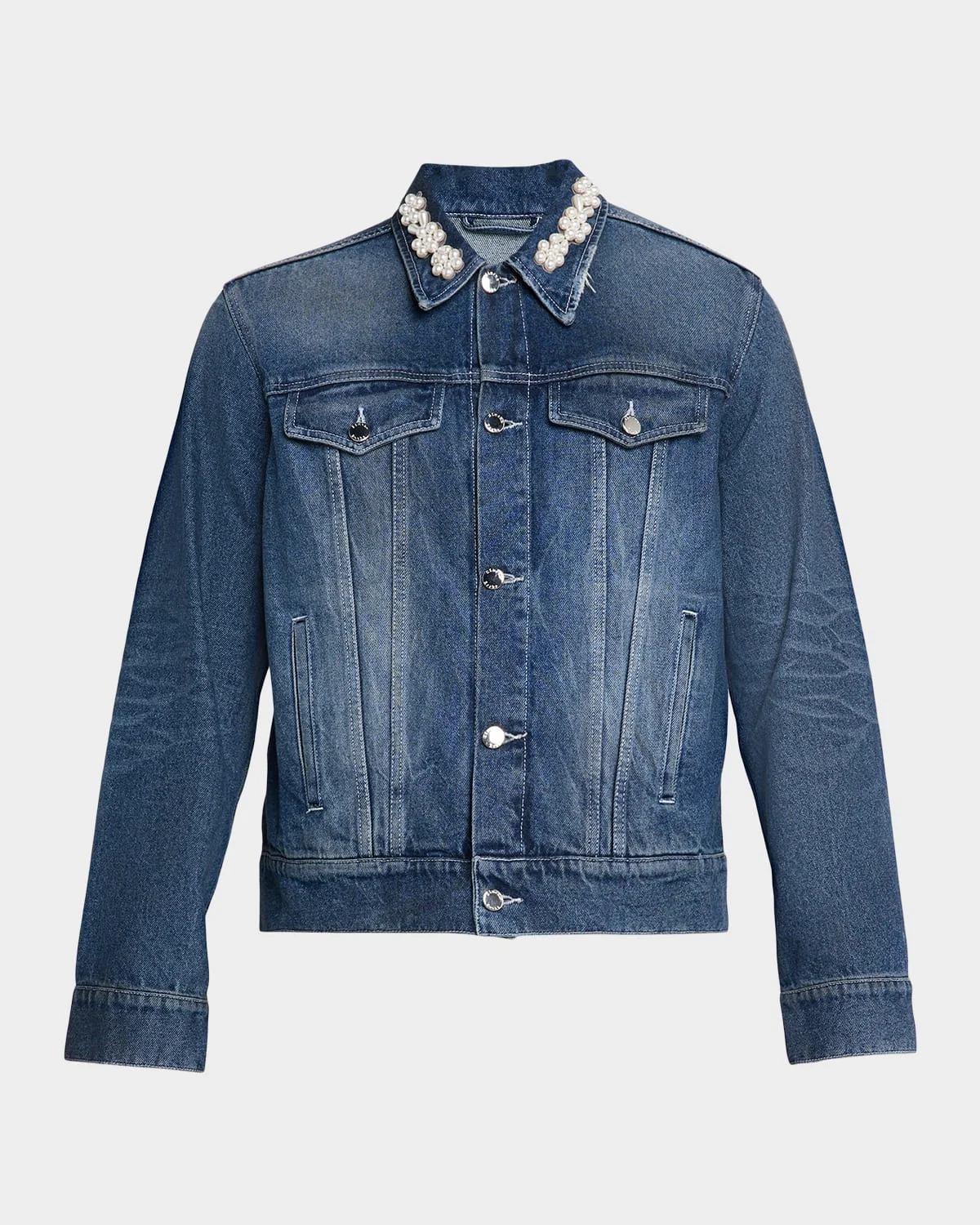Men's Pearly-Collar Denim Trucker Jacket - 1