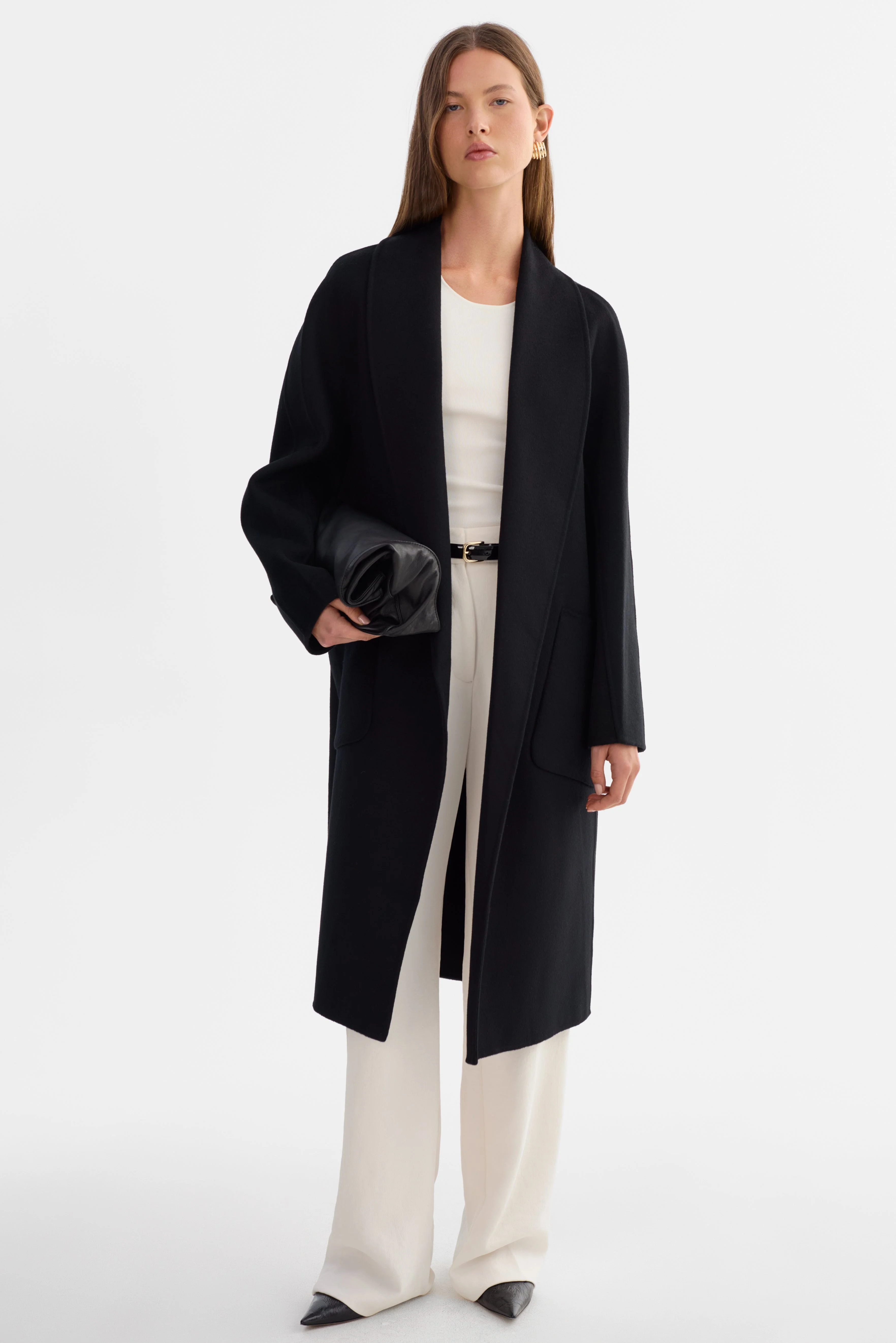 THARA | Shawl Collar Wool Coat - 1
