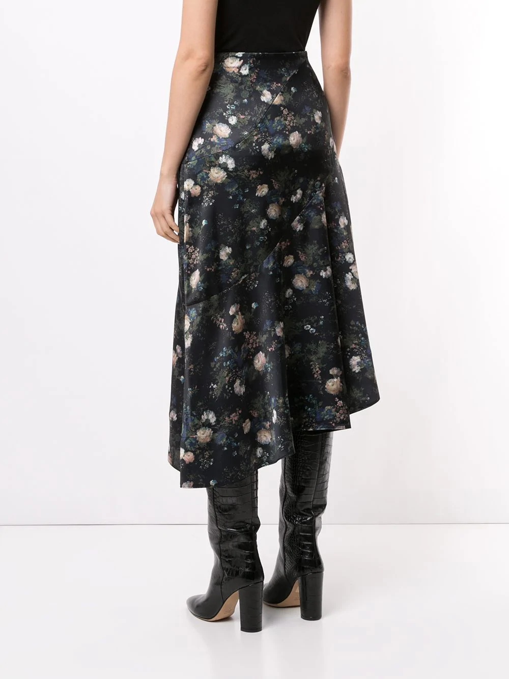 floral-print asymmetric skirt - 4