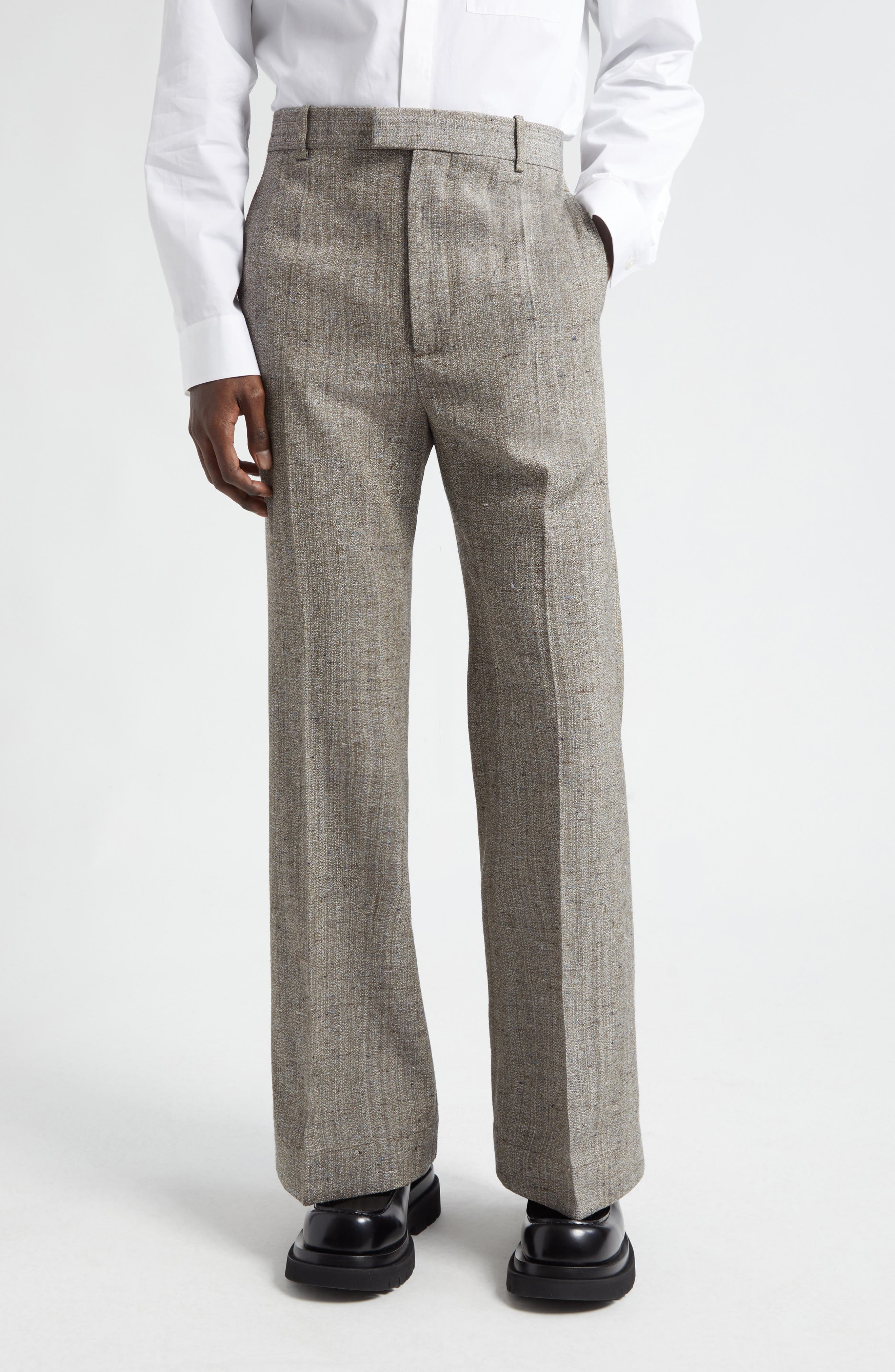 Bottega Veneta Knotted Mélange Trousers in Brown/White/Blue at Nordstrom - 1