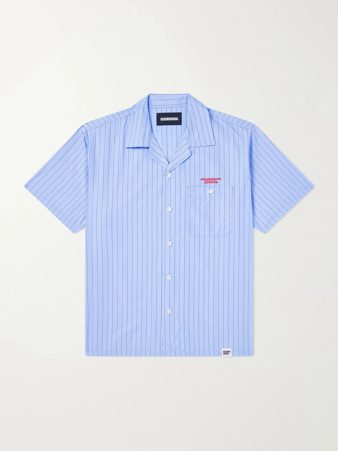 Camp-Collar Logo-Embroidered Striped Cotton Shirt - 1