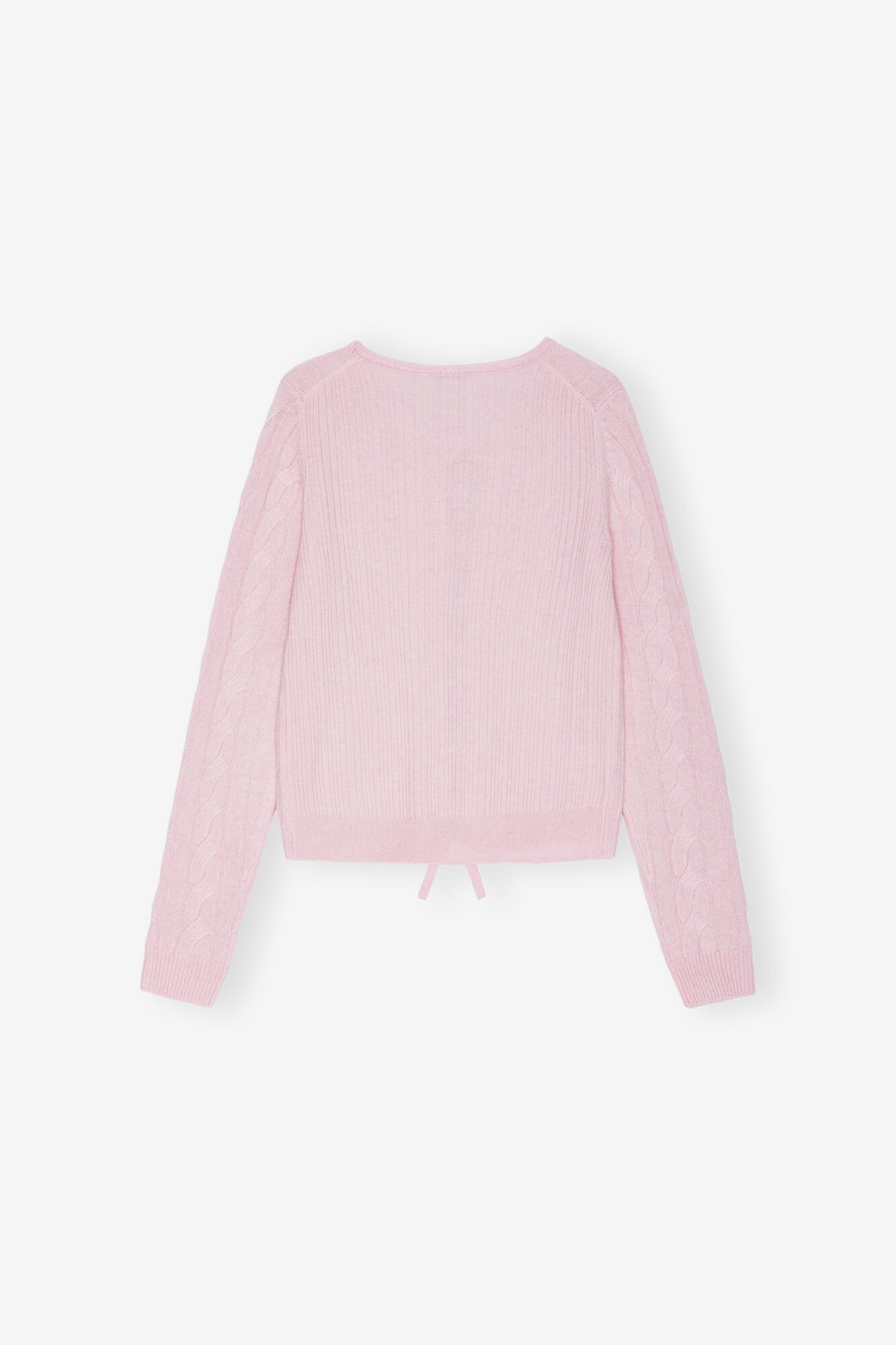 PINK CASHMERE MIX TIE STRING CARDIGAN - 6