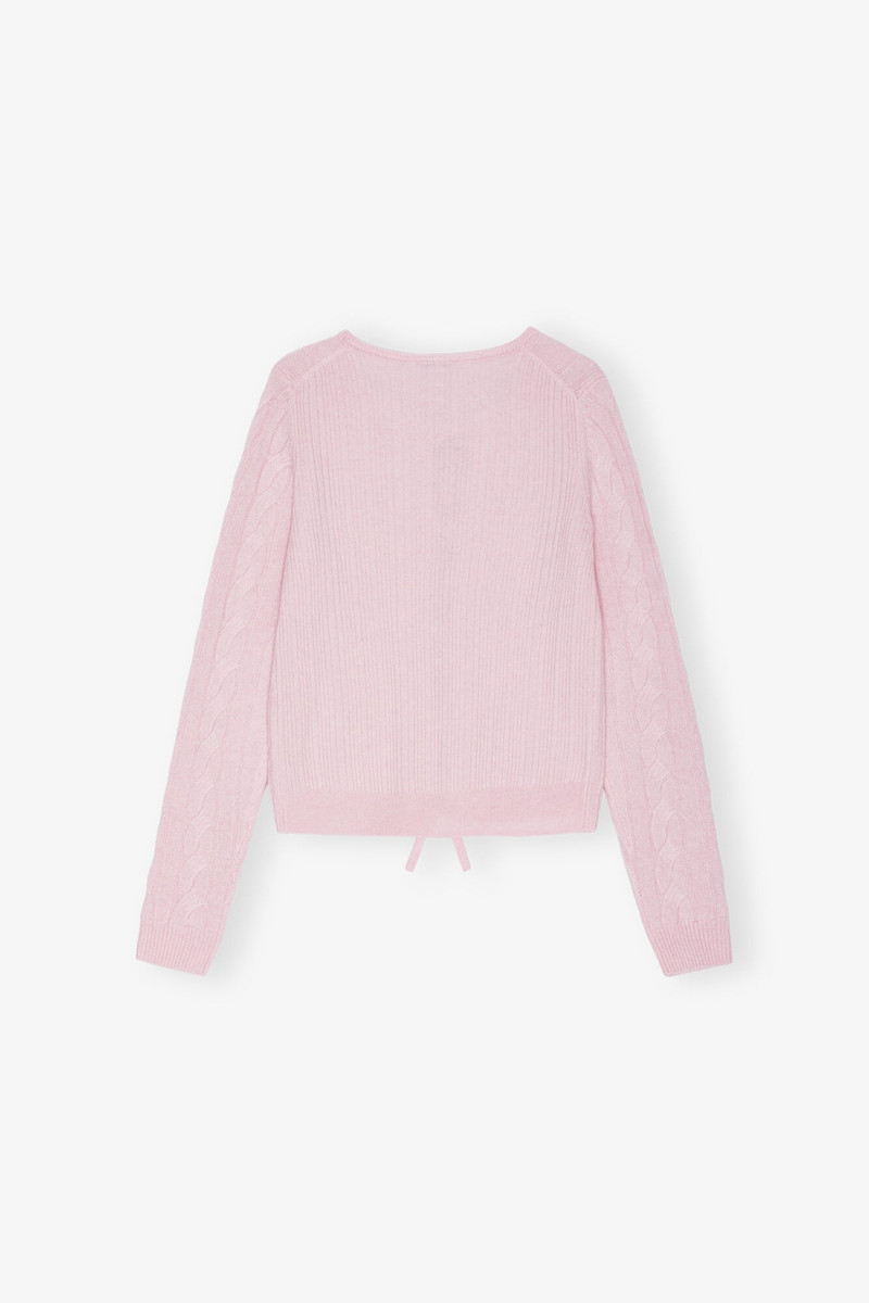 PINK CASHMERE MIX TIE STRING CARDIGAN 6