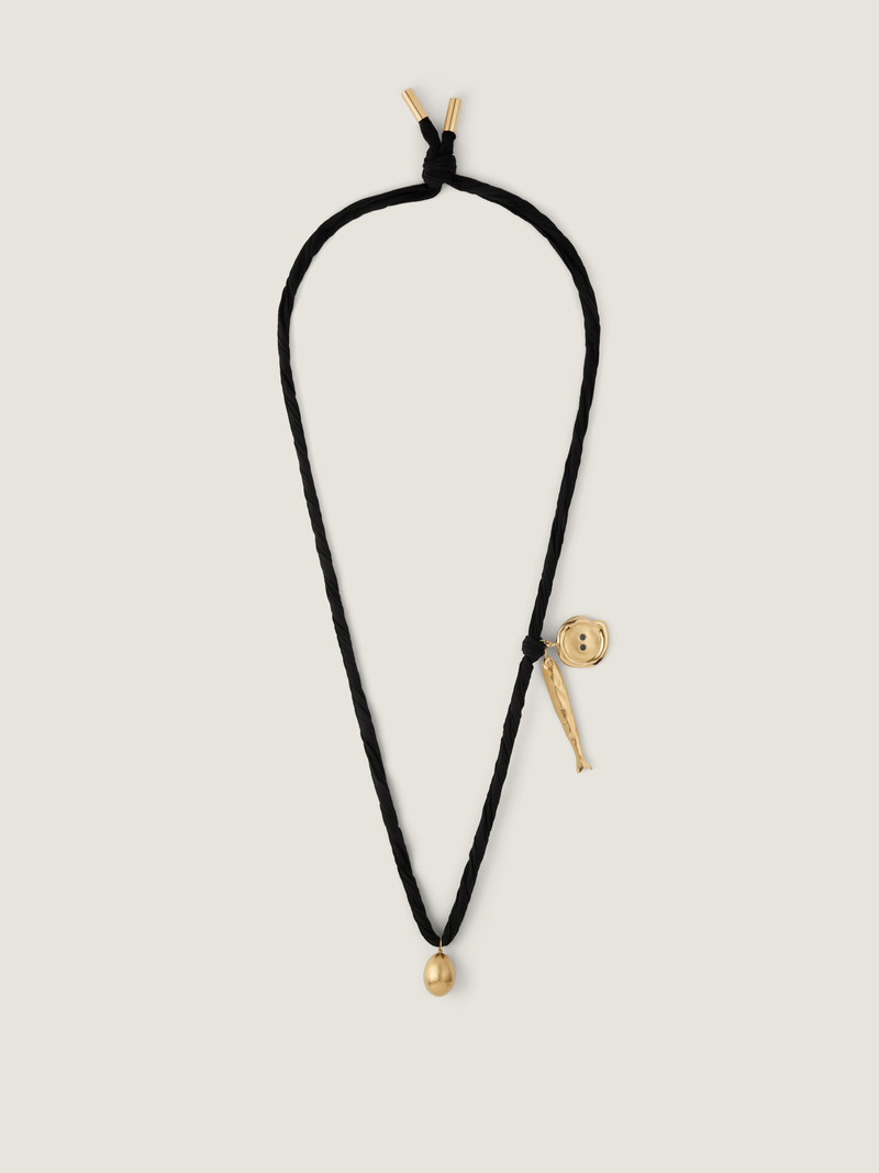 LUCKY CHARMS NECKLACE IN SILK AND METAL 3