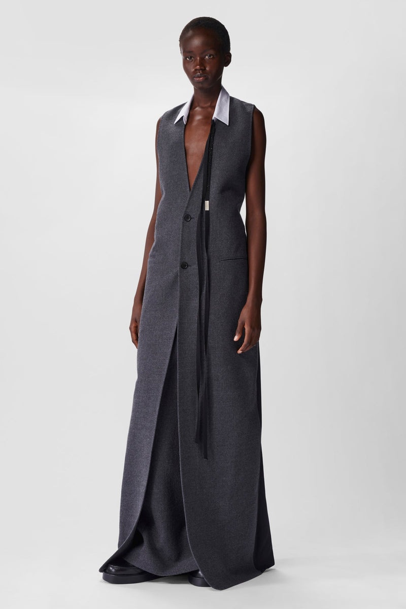 Helena Comfort Long Waistcoat Brushed Wool - 4