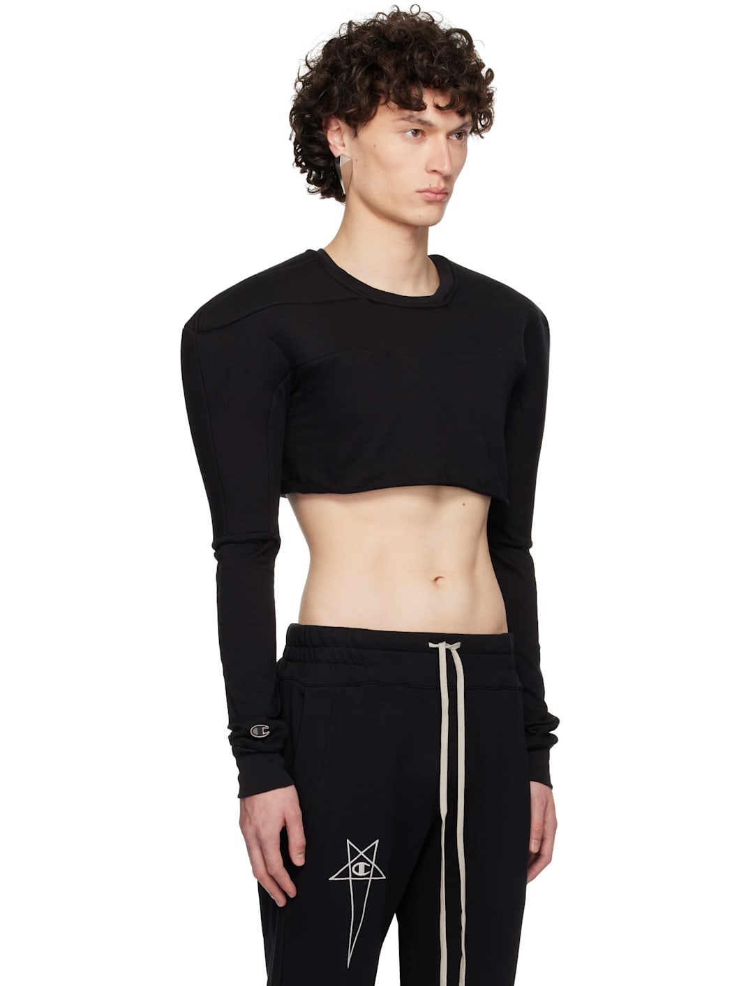 Black Champion Edition Girdered Cropped Harness T-shirt - 2
