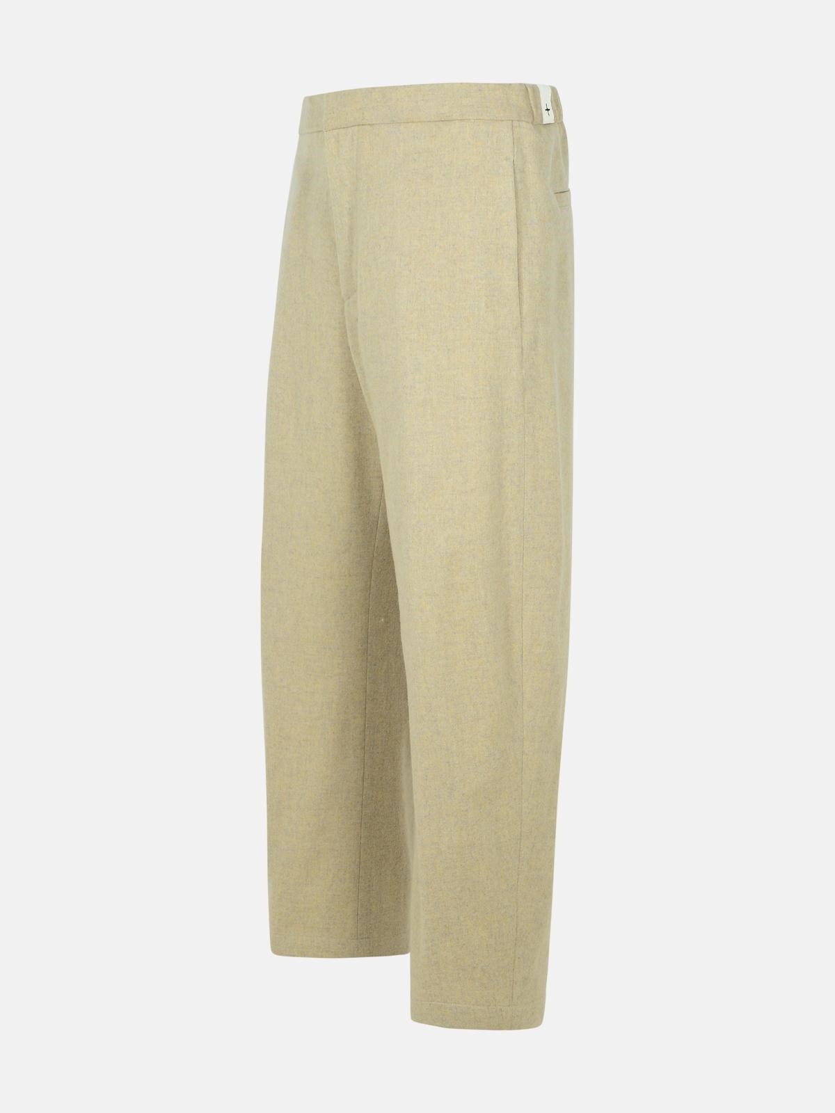 BEIGE VIRGIN WOOL TROUSERS - 2