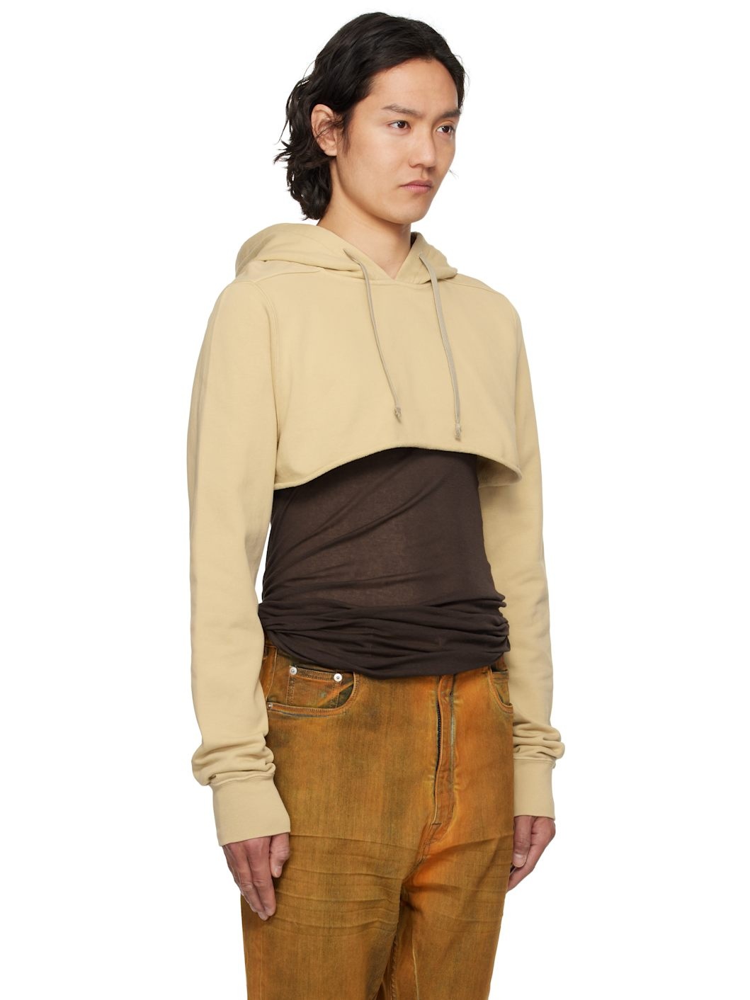 Beige Hollywood Cropped Hoodie - 2