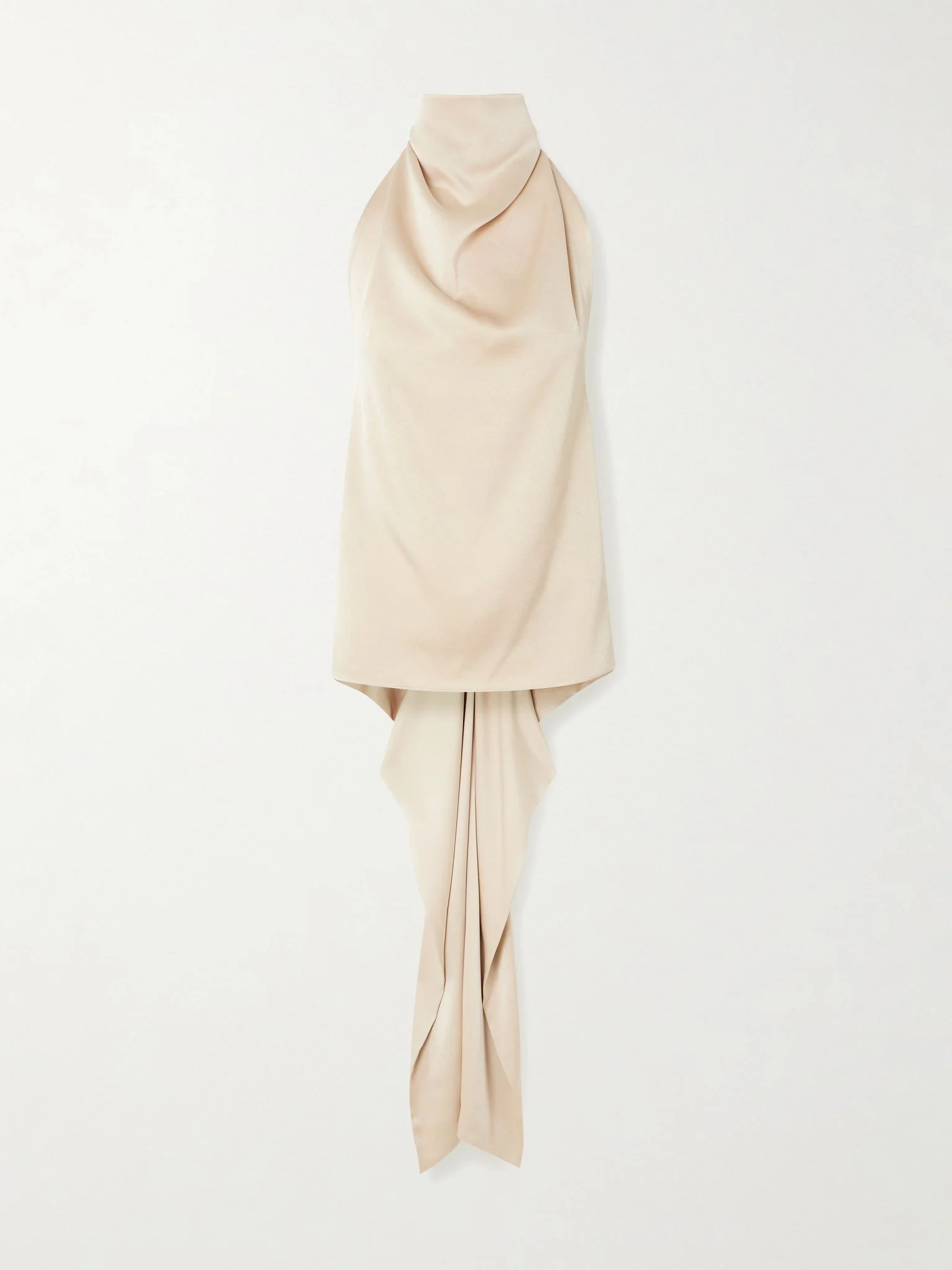 Cartia tie-detailed backless satin halterneck top Off-white - 1