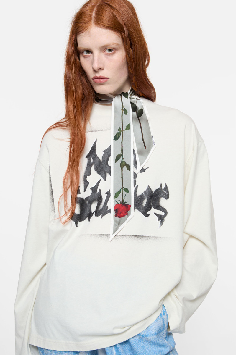 Acne Studios Thin silk satin scarf - White outlook