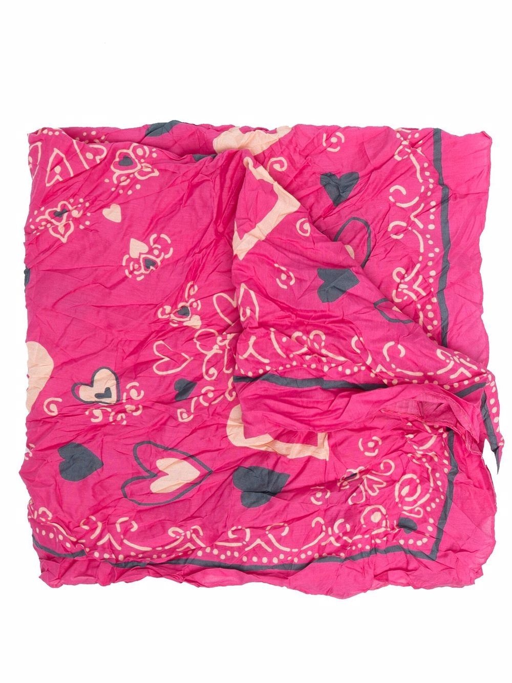 heart-print crinkled scarf - 1