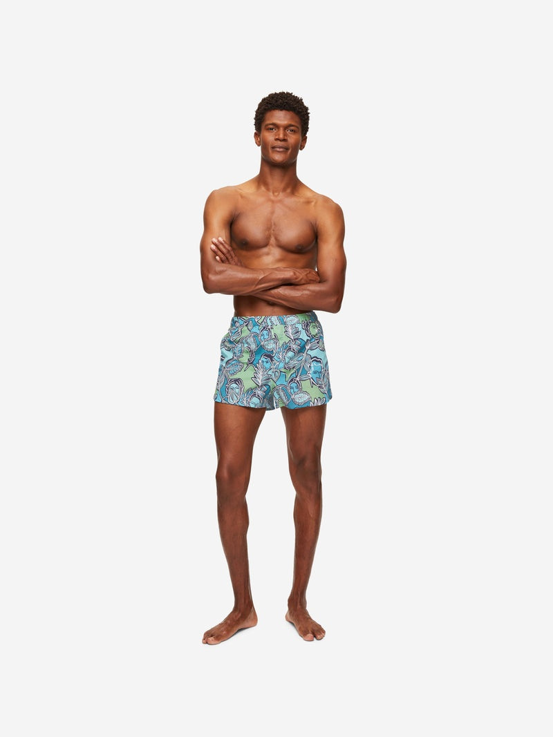 Derek Rose Men's Modern Fit Boxers Ledbury 57 Cotton Batiste Multi outlook