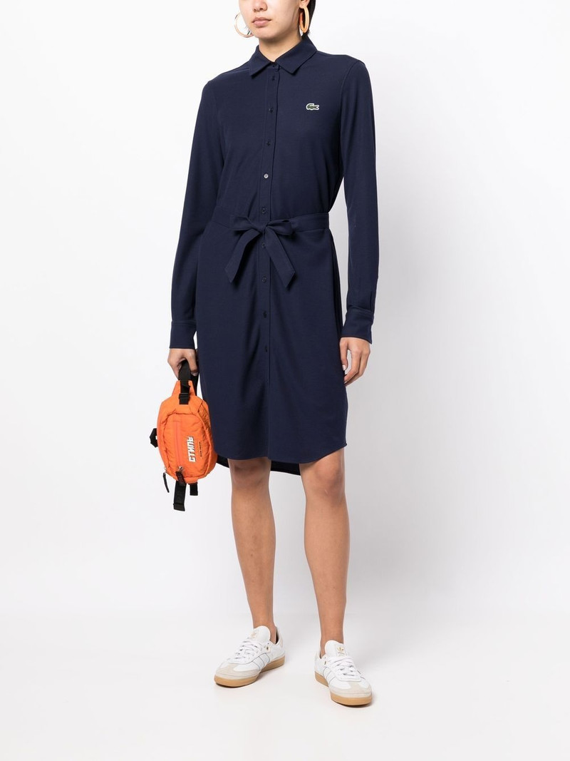 LACOSTE logo-embroidered belted shirtdress outlook