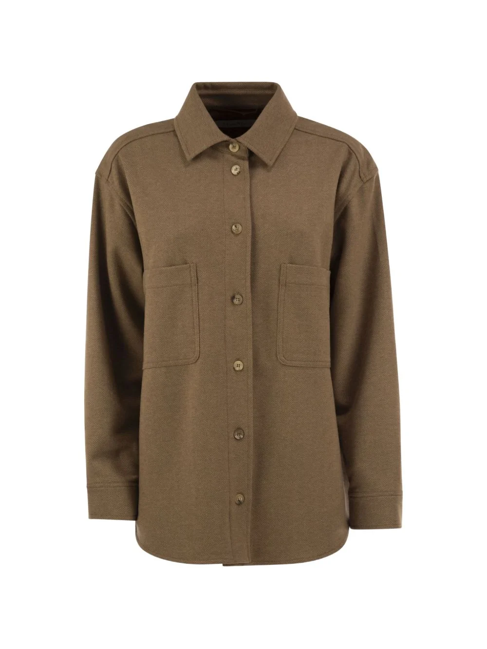 herringbone-weave patch-pocket shirt jacket - 1