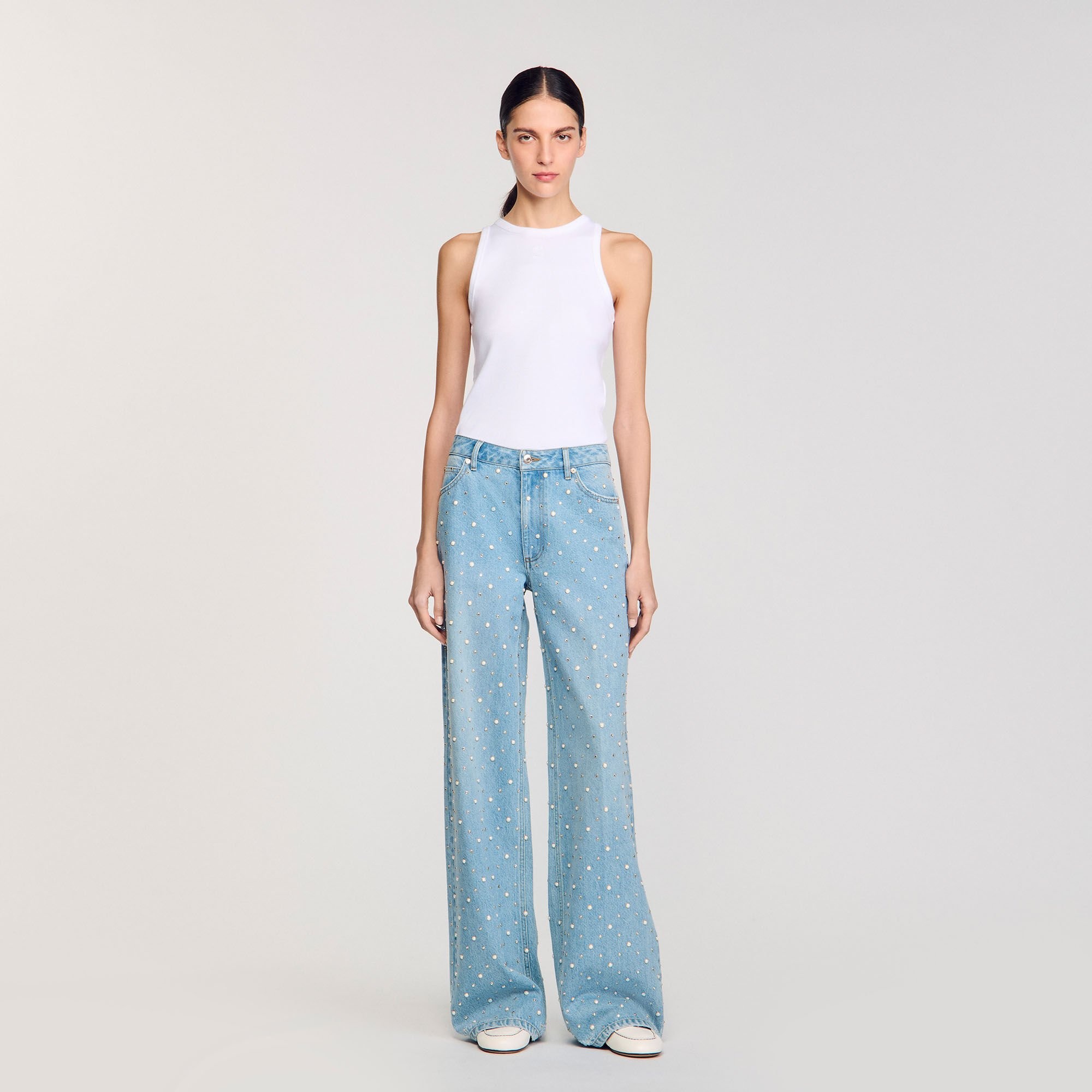 RHINESTONE AND BEADED JEANS - 2