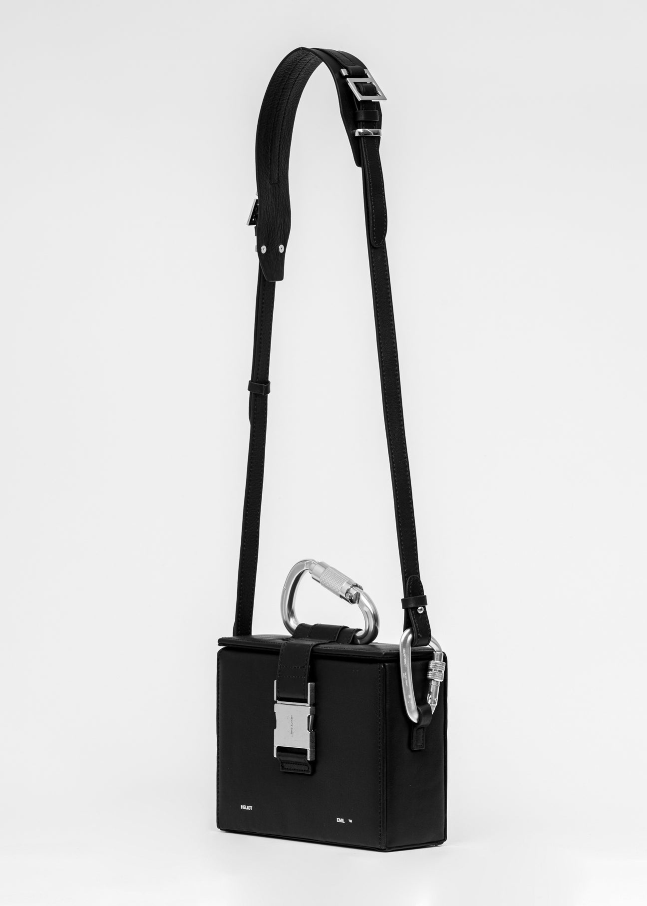 BLACK LEATHER CARABINER BOX BAG - 1