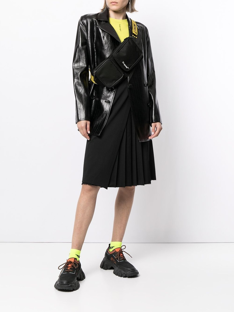 Off-White logo-tape detail pleated skirt outlook