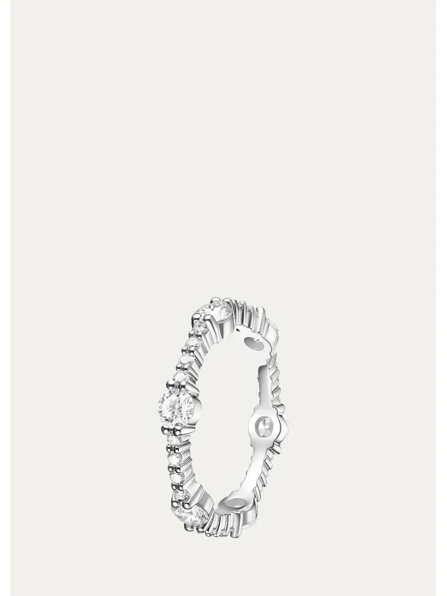 Sadie 18K White Gold Alternating Diamond Eternity Ring - 1