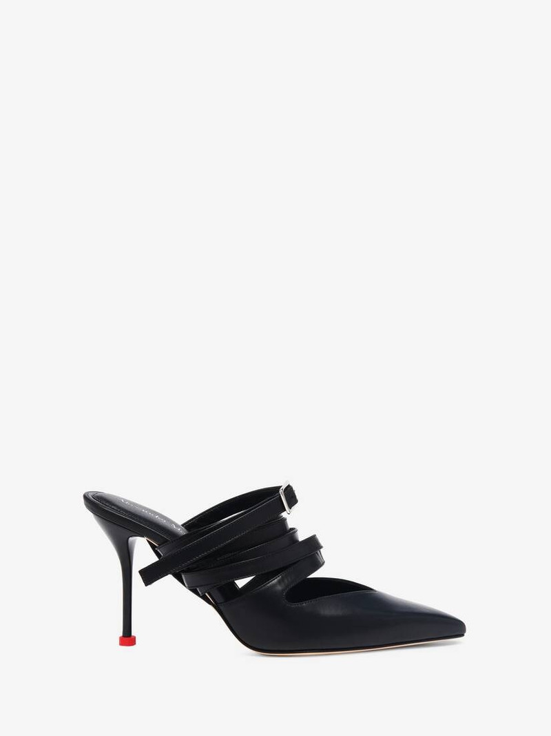 Women's Strappy Mule in Black/lust Red - 1