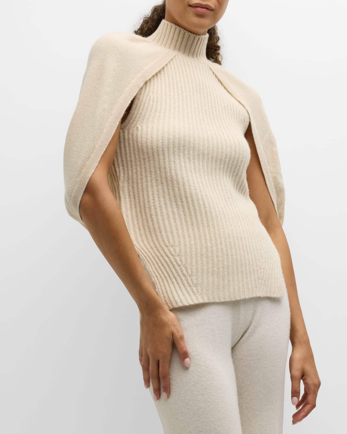 Jeannie Cashmere Turtleneck Cape Tank Top - 6