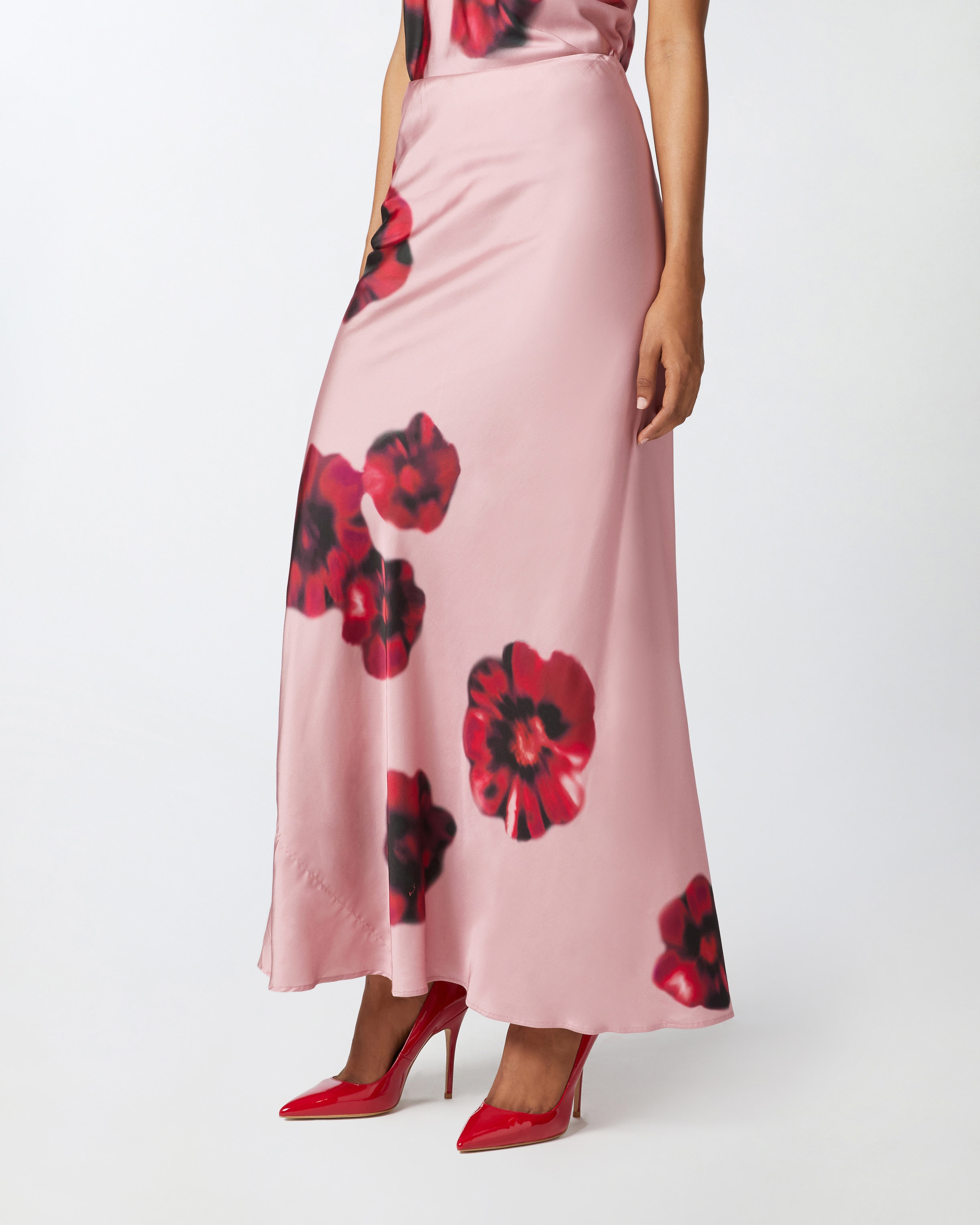 LONG SATIN SKIRT WITH FLORAL PRINT - 3