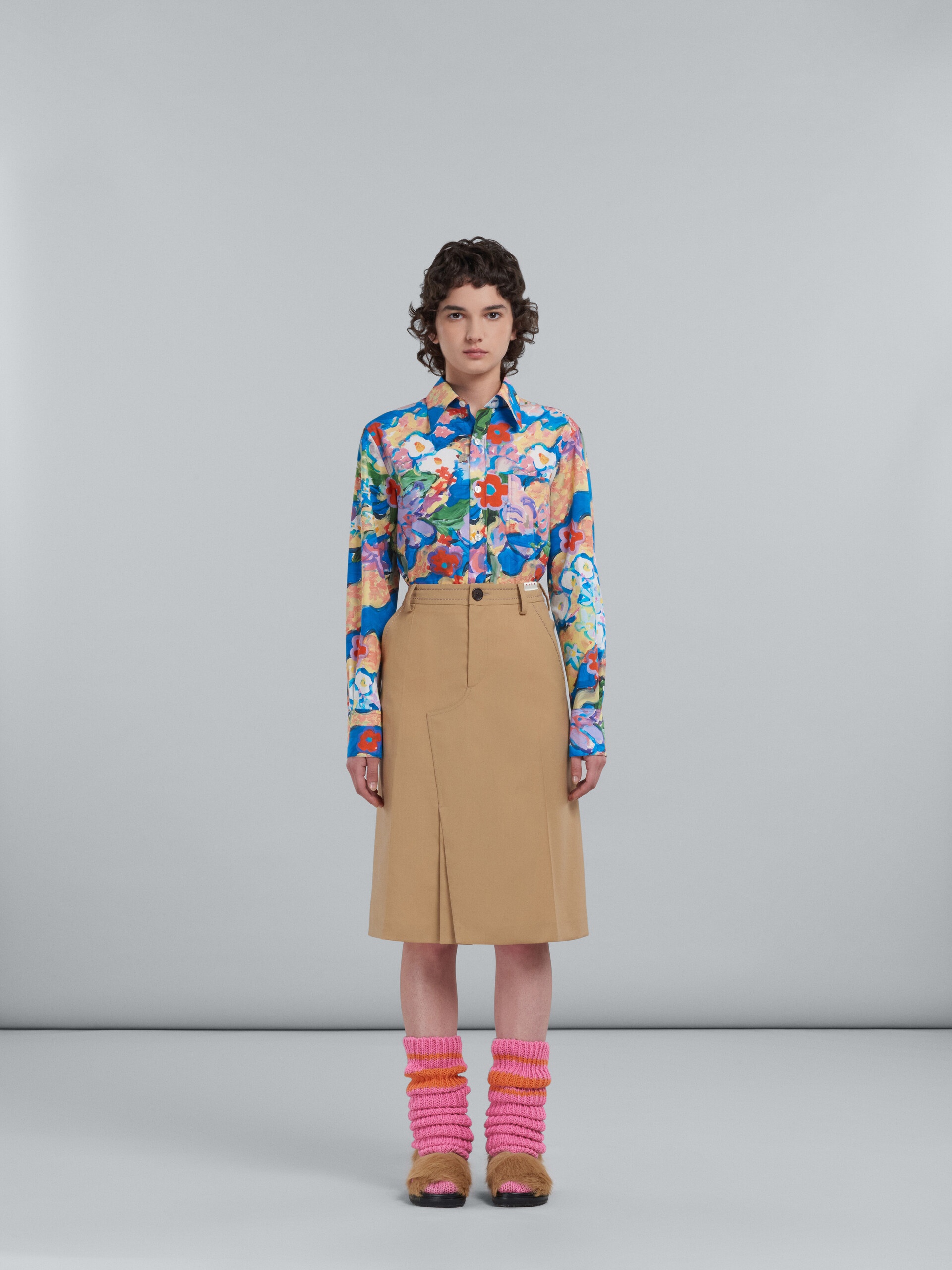 BEIGE TROPICAL WOOL SKIRT - 2