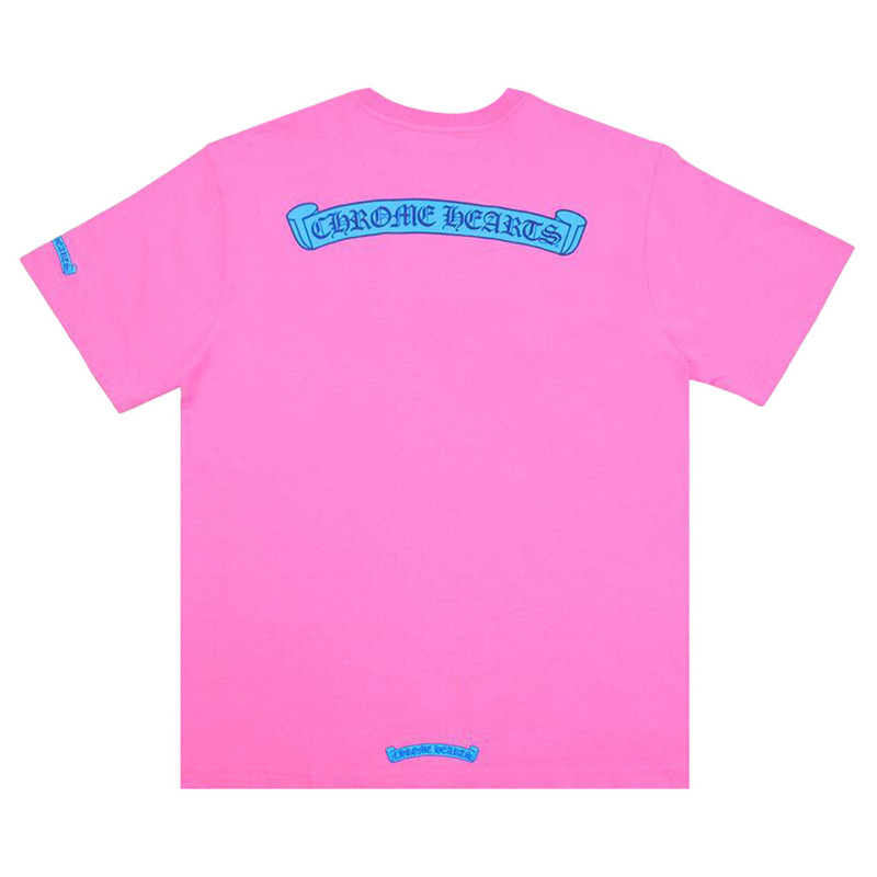 Chrome Hearts Chrome Hearts Scroll Logo Pocket Tee 'Pink/Blue' outlook
