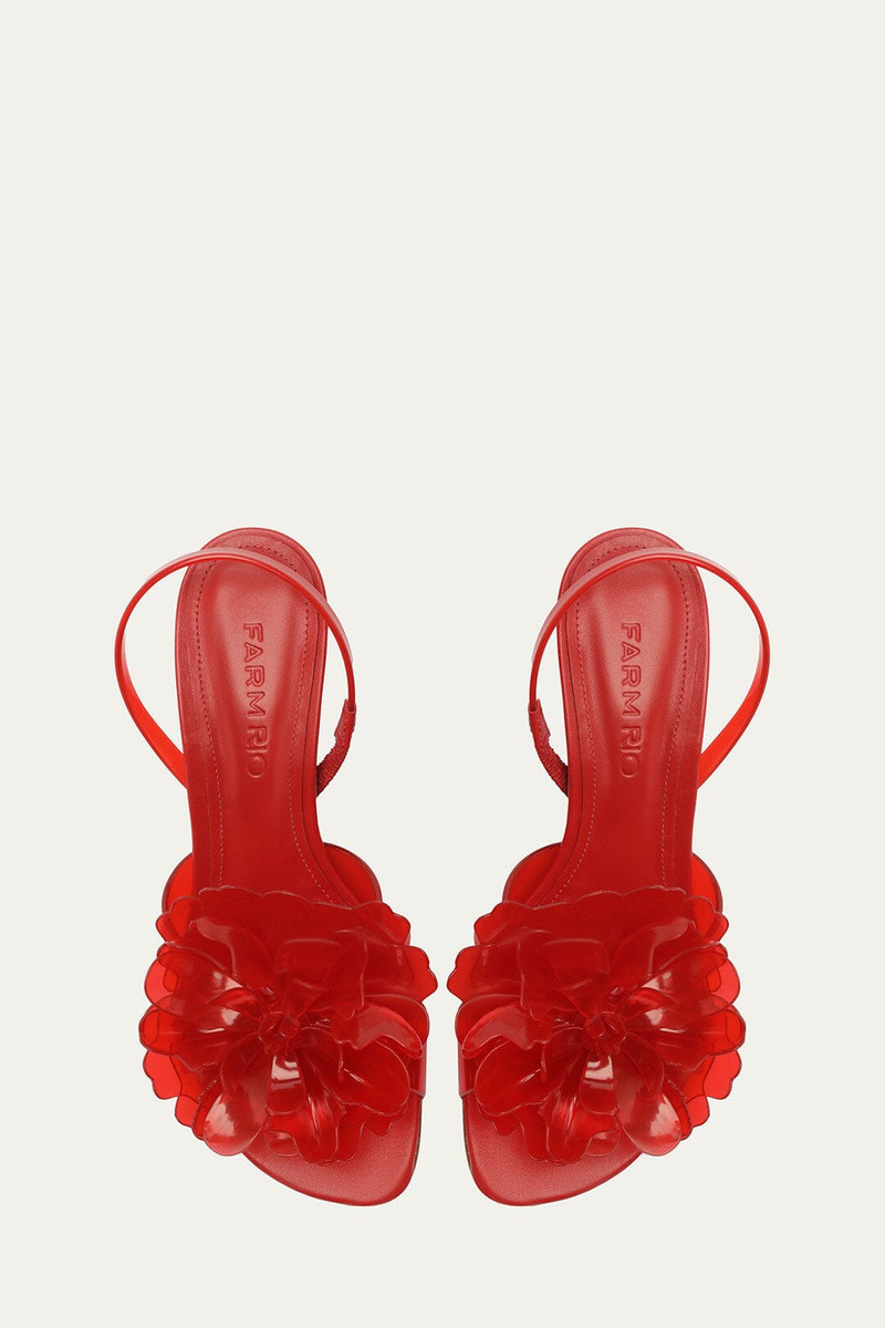 Red Flower Jelly Heeled Sandal 4
