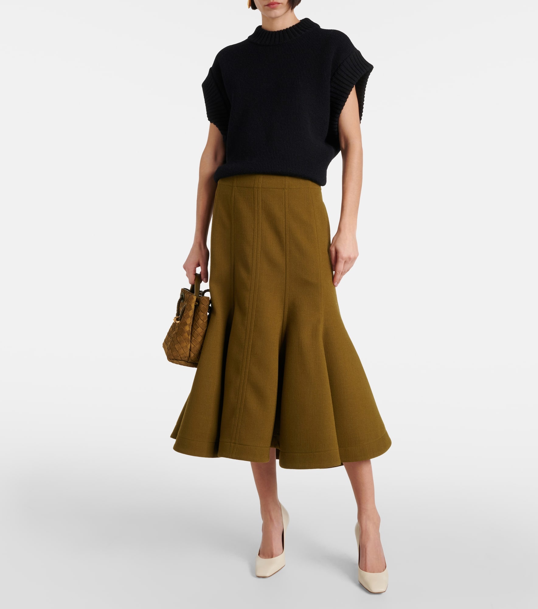 Wool crêpe midi skirt - 2