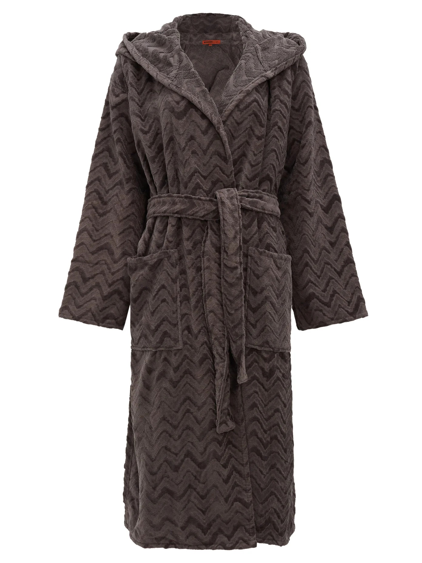 Rex zigzag hooded cotton-terry bathrobe - 1