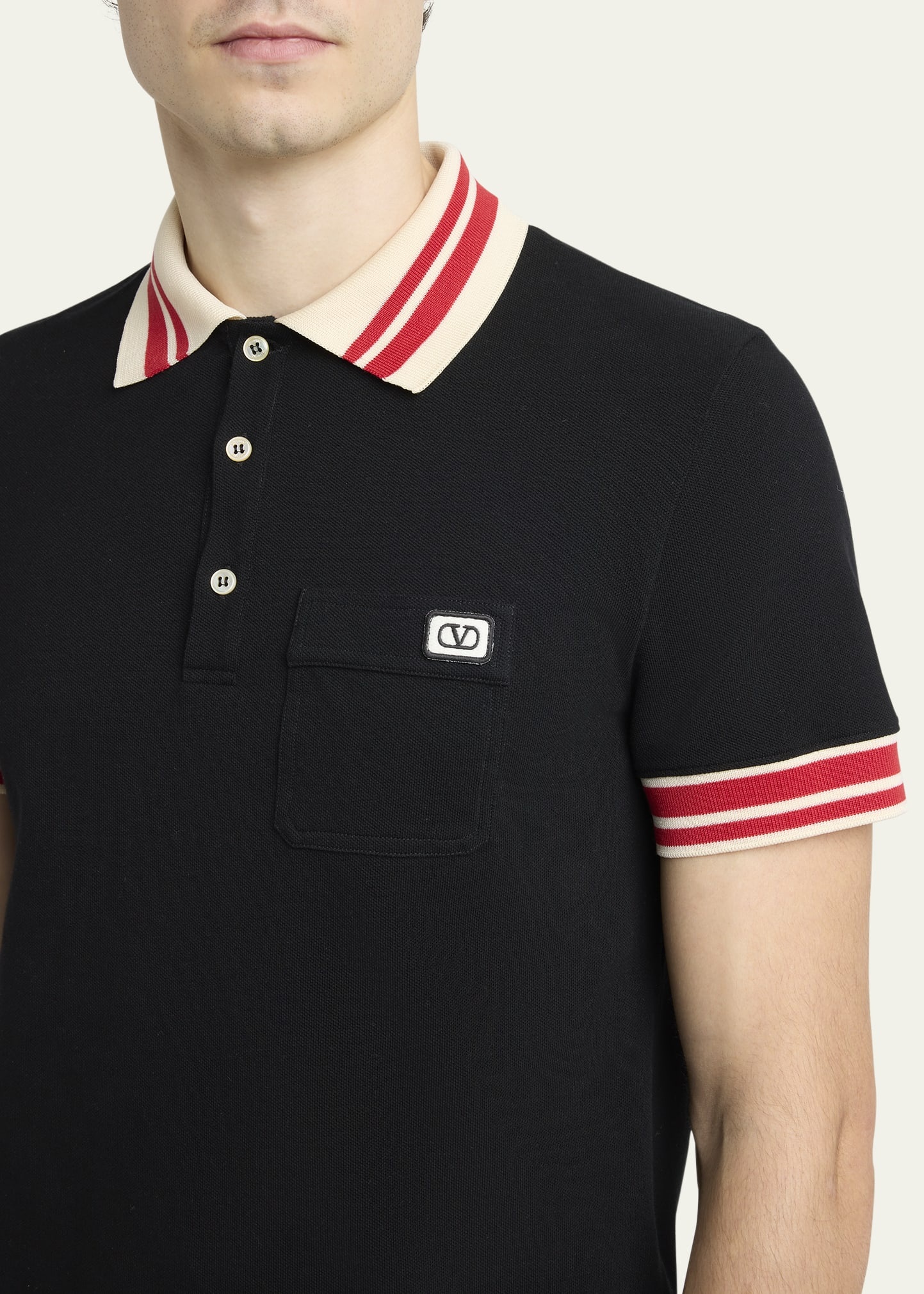 Men's Cotton VLogo-Pocket Polo Shirt - 5