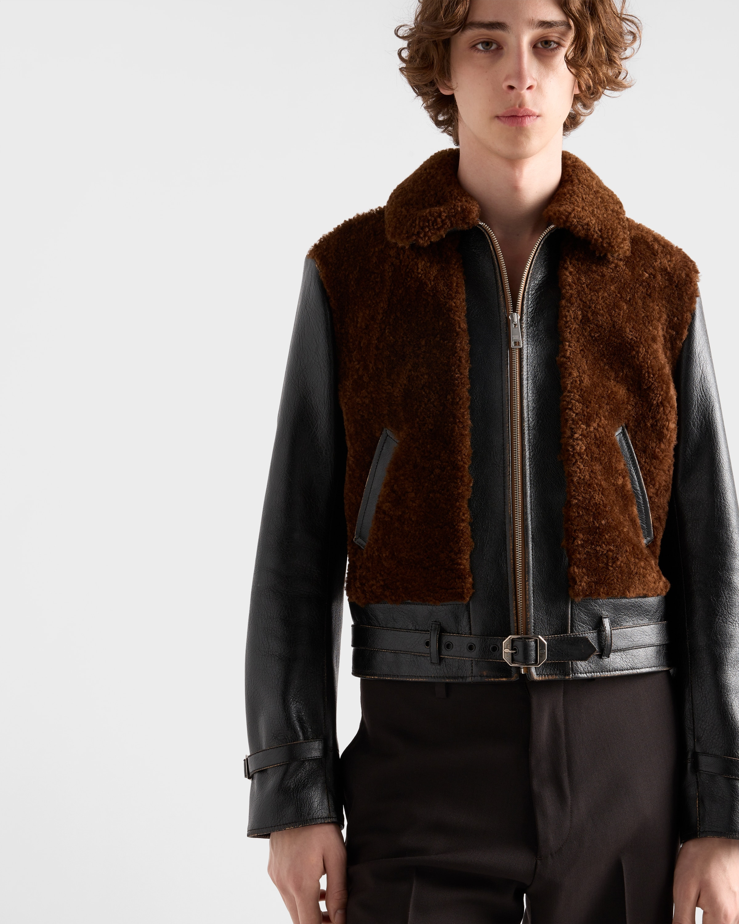 Leather and shearling jacket - 3