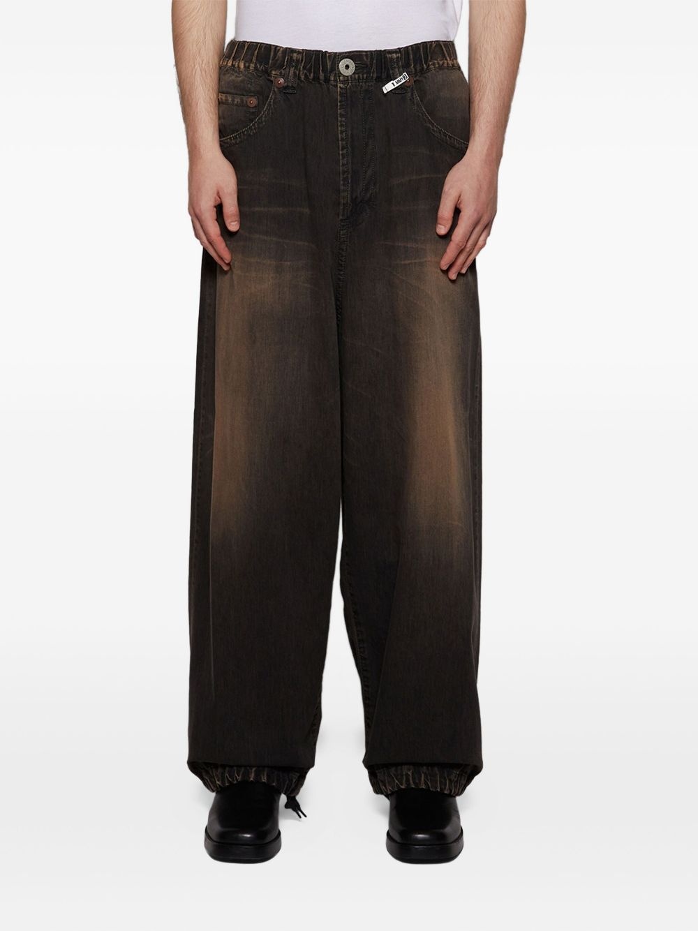 washed wide-leg jeans - 3